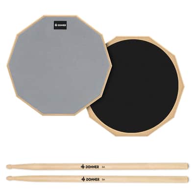 Drum Practice Pad 8 Inches, Silent Practice Drum Pad 2-Sided With Drum Sticks - Gray image 1
