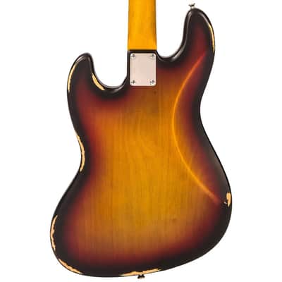Vintage Icon V74MRJP Fretless Distressed Finish Sunset Sunburst image 3