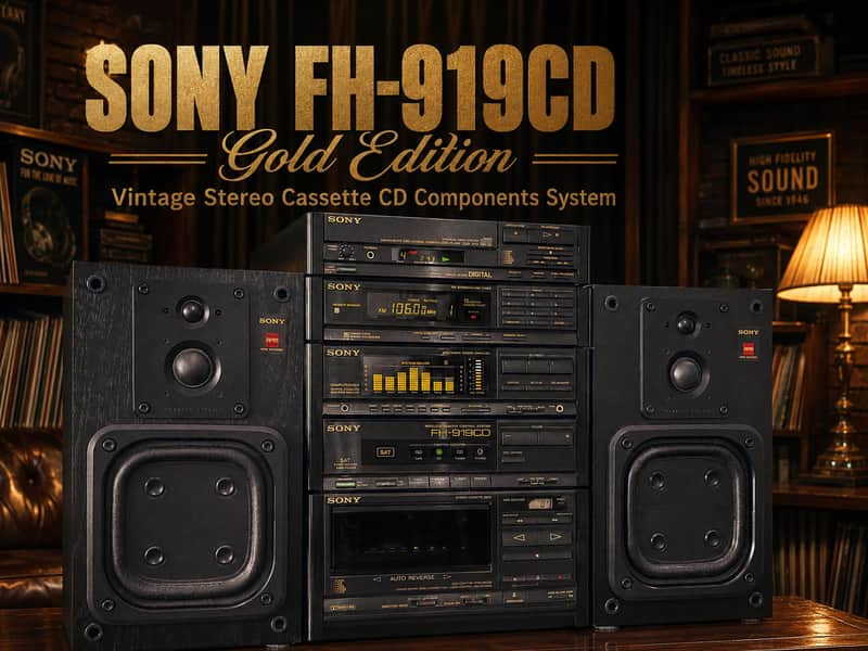 SONY FH-919CD GOLD Vintage Stereo Cassette Tape CD Boombox Side Panel image 1