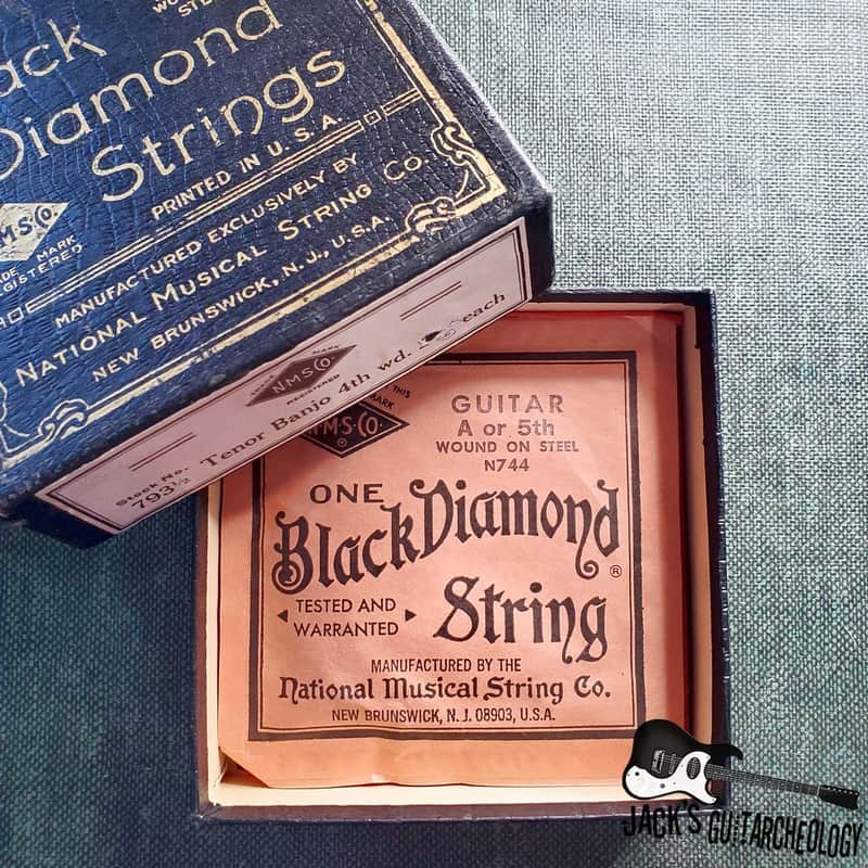 National Music String Co. Black Diamond Strings Box with 4 Strings (1930s-1970s) image 1