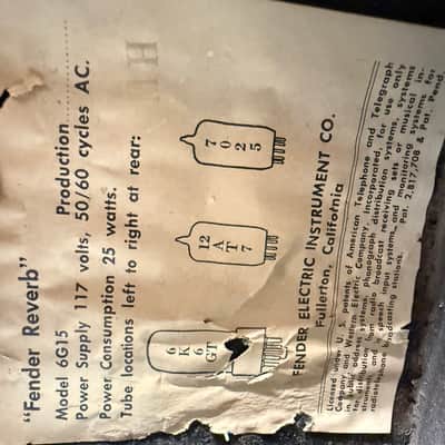 Fender 1963  Reverb Unit Brownface Hallgerät 6G15 Cover Vintage 1963 - brown image 14