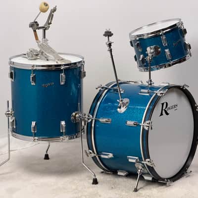 Rogers 20/12/16" 1960's Cleveland-Era Drum Set - Blue Sparkle image 3