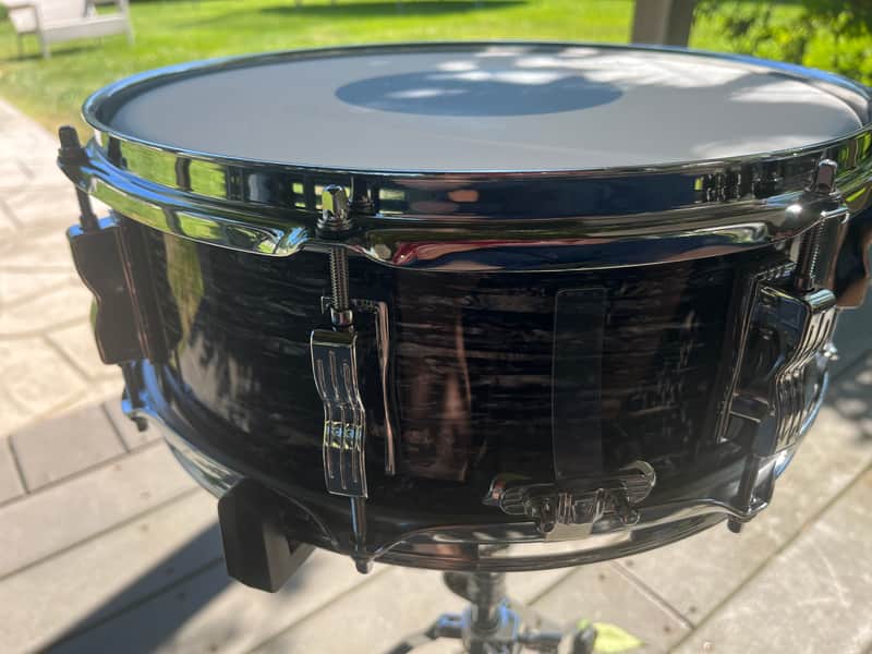 Ludwig LS908 Legacy Mahogany Jazz Festival Reissue 5.5x14" 8-Lug Snare Drum 2019 - Present - Vintage Black Oyster Pearl image 1
