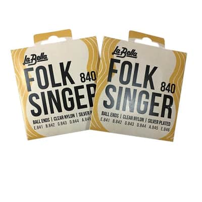 La Bella Folk Singer Guitar Strings - 2 pack  Clear Nylon Silver Plated 840