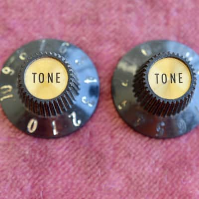 Vintage 1968 Gibson Witchhat Knobs Witch Hat Black Gold Inserts Les Paul Custom! image 2