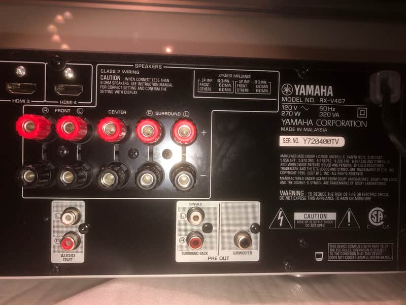 Yamaha RX-V467 525-Watt 5.1 HDMI AV Receiver bundle | Reverb