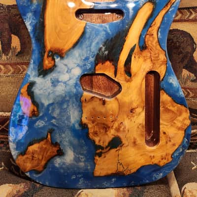 Telecaster Style Body and Neck Clear Resin on top of Redwood image 5