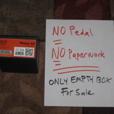 lightly handled MXR EMPTY BOX ONLY for CSP105 Custom Shop '75 Vintage Phase 45 Phase Shifter (NO pedal / NO paperwork) 2010s - BOX: Black Cardboard / LABEL: Orange & Black / GRAPHIC: Silver image 2