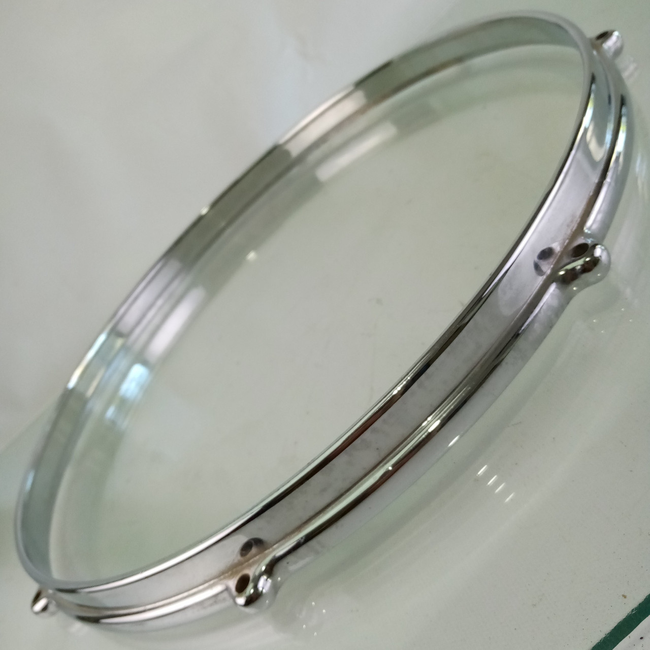 Premier 14" Die-Cast 8-Lug Snare Drum/Floor Tom Batter Rim/Hoop Chrome UK 50-60s — main photograph