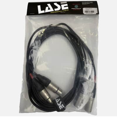 LASE 12 Ft Dual Microphone Cable w Genuine NEUTRIK NC3MXX 3Pin XLR M - NC3FXXX F image 1