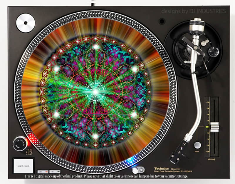 DJ Industries Radiant Mandala - DJ slipmat for vinyl LP record player turntable image 1
