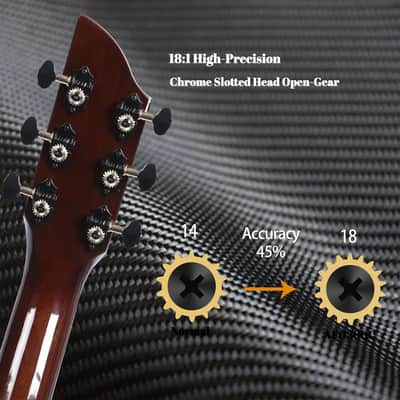WINZZ AFO300C Solid Spruce Top With Carbon Fiber Back Acoustic Electric Guitar - Black image 7