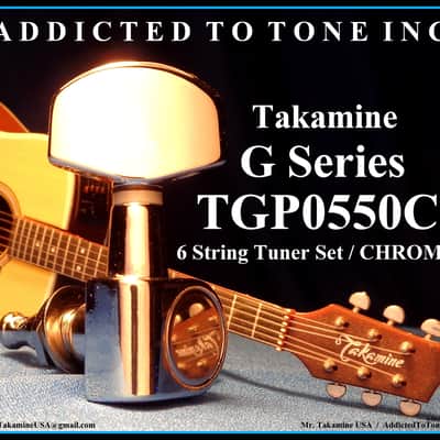 Takamine G Series  TGP0550C Tuning Machine Heads / Tuners / Set of 6 / OEM Part  CHROME image 5