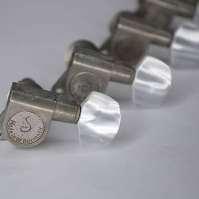 Vintage Schaller Tuners 6 In-line - Pearl Buttons - Nickel Plated w/ Screws image 2
