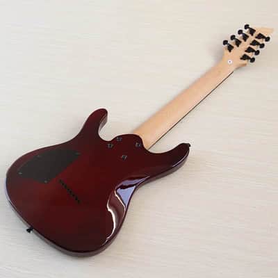 Custom 8 String Fretless Electric Guitar, Burl Wood Top Body, Maple Neck image 3