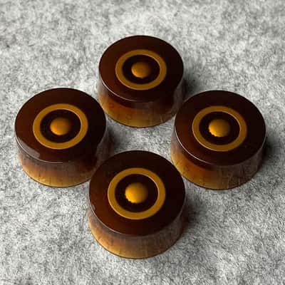 4pcs Amber Top Hat Guitar Knobs | Volume & Tone Control Knob Set for Les Paul & Electric Guitars | LP Style Speed Knobs Replacement image 1