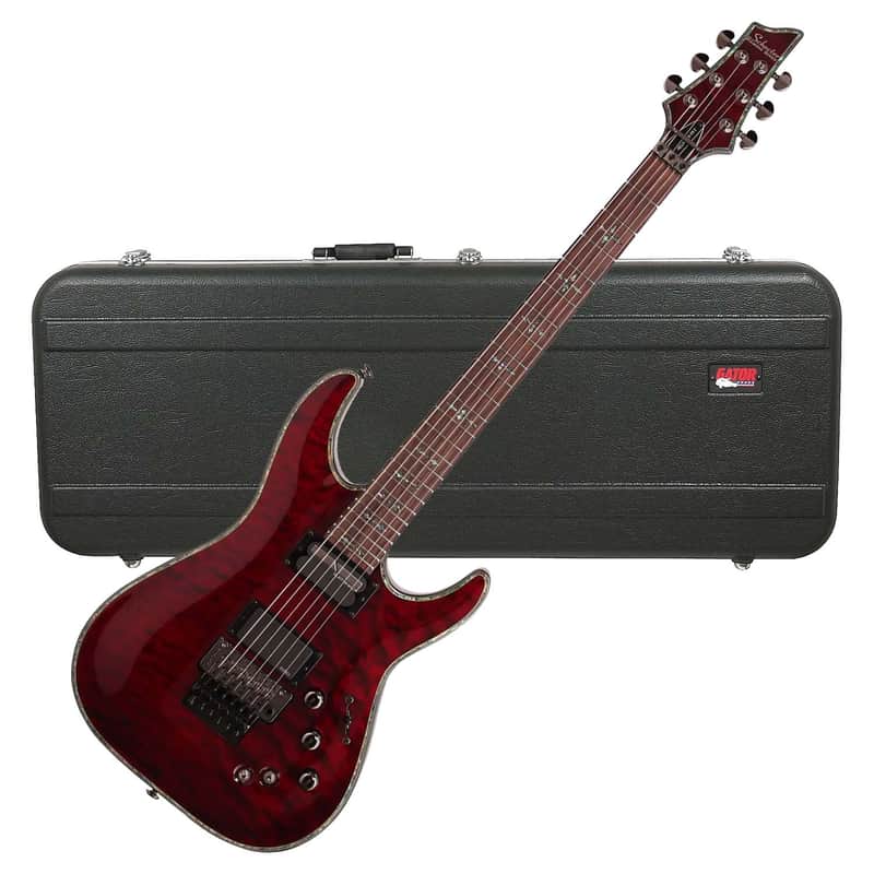 Schecter Hellraiser C-1 FR-S Electric Guitar – Black Cherry - Gator GC-ELEC-XL Deluxe Case Bundle