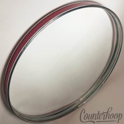 *Pearl 22" Bass Drum Metal Hoop/Rim Red Inlay Chrome Steel Vintage 70s Japan* image 2