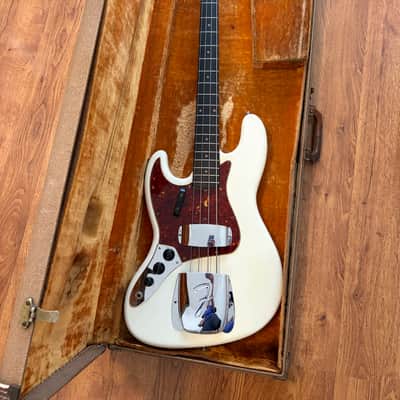 1961 Fender Jazz Bass Left-Handed Olympic White Nitro Refinish w/ Original Pickups & Case image 6