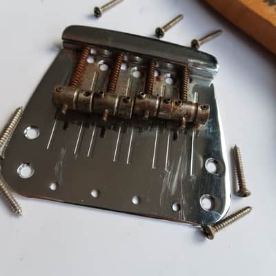 Fender Mustang Bass  Bridge 60's 70's Plate , saddles and screws USA RI image 3