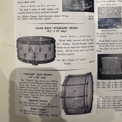 Frank Wolf Snare Drum 1930 - Yellow Pearl image 11