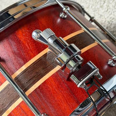 MINT - Daville (Doc Sweeney) Padauk 14x8 stave snare, satin, Canopus wires, sticks image 2