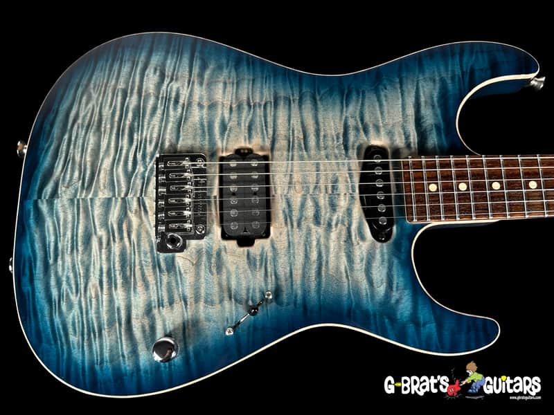 2015 Tom Anderson Drop Top Personalized Flame Top ~ Natural Arctic Blue Burst with Binding image 1