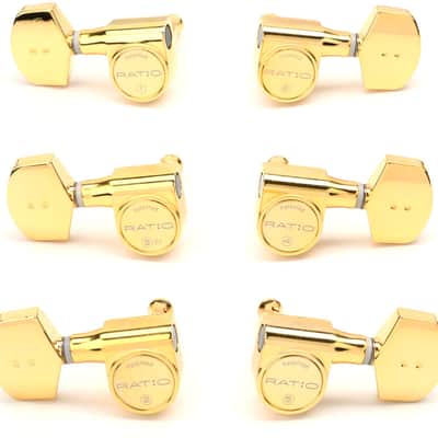 Graph Tech PRN-2411-GO Ratio Acoustic 3+3 Tuned Machine Heads - Contemporary Style / Gold Finish image 1
