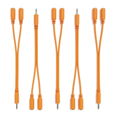 ExcelValley [Orange] 5-Pack - Mono Splitter Y Patch Cables - TS 3.5mm 1/8" Eurorack Synth Synthesizer image 3