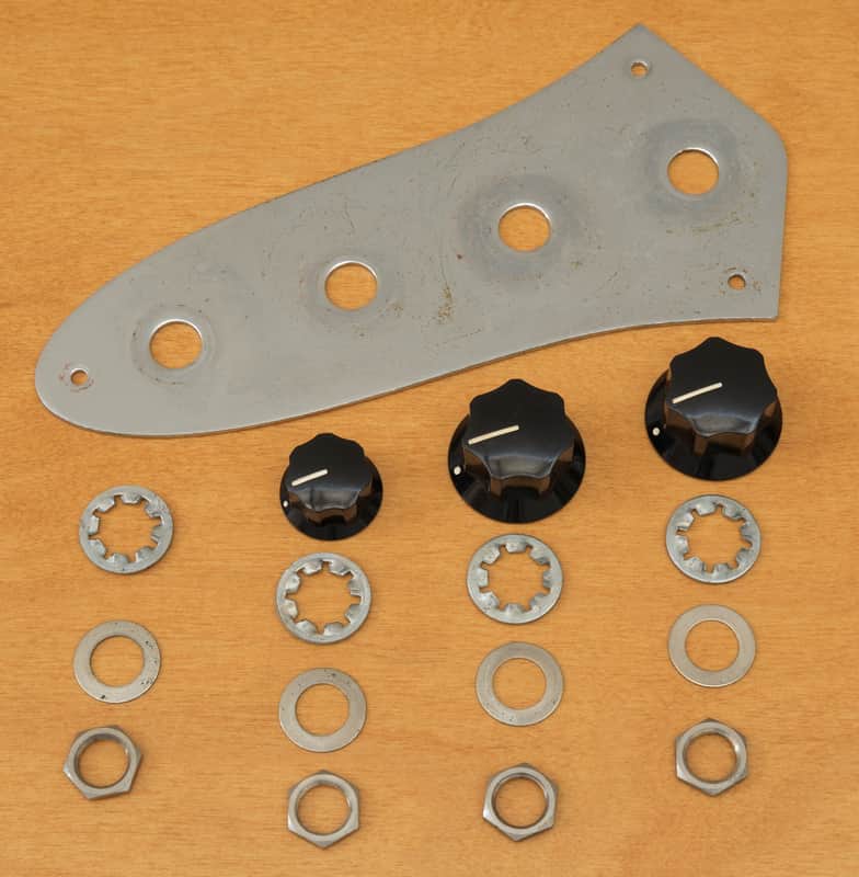 1962 /63 Fender Jazz Bass assembly Control plate, Chrome with Knobs image 1