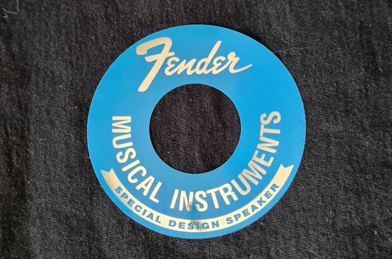 Fender Speaker Label sticker Blue & Chrome 2"5/8 (68mm) NEW image 1