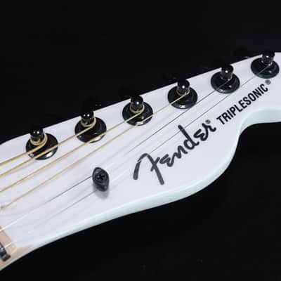 Fender Jack White Triplesonic Acoustasonic Telecaster with Case Maple Fingerboard White Pickguard Satin Arctic White with Black Top 237 image 5