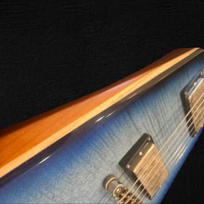 Dunable USA Custom Shop Asteroid One-of-a-Kind Wooden Binding Baphomet HH Coil Split Locking Tuners + Case image 4