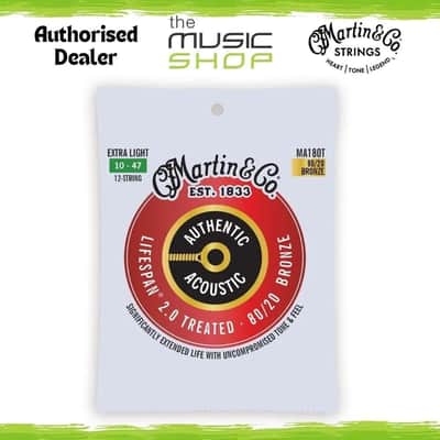 Martin Authentic Lifespan 2.0 Treated 12 String Acoustic Guitar Strings - MA180T image 1