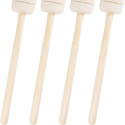 2 Pairs Drum Mallets Felt, 13.4 Inch Long Wool Felt Drum Stick with Maple Handle, Anti-slip Bass Percussion Sticks Instrument Band Accessory for Bass Drums, Marching Drums, Beige image 1