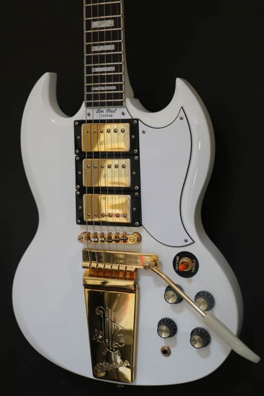 Epiphone G-400 Custom '62 Les Paul Custom w/Maestro White | Reverb