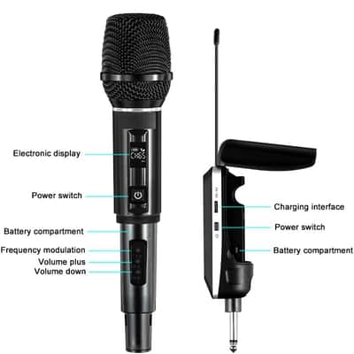 Wireless Microphone, Professional Dual Handheld Rechargeable Wireless Microphones, 656FT Range Receiving, Less Latency Karaoke Microphone for Singing, Speech, Party image 3