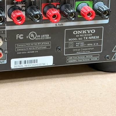 Onkyo TX-NR838 7.2-Channel Network AV Receiver - 130W Dolby Atmos THX - Good Condition image 19
