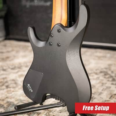 Ibanez QX527B 7-String Headless Electric Guitar - Weathered Black with Gig Bag image 2