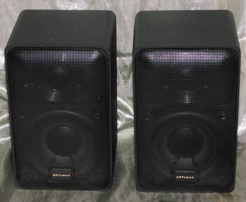 Optimus PRO-X44AV Bookshelf Audio Speakers Pair Heavy Metal Casing Black Tested image 1