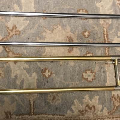 SUMMER DEAL F E OLDS LOS ANGELES .554 / .565 DUAL BASS TROMBONE 10INCH BELL SINGLE ROTAR 1948 EXCELLANT SHAPE ORG. CASE WITH MPC image 13