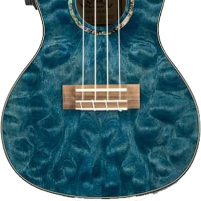 Lanikai QM-BLCEC Acoustic/Electric Concert Ukulele with Soft Case (Quilted Blue Stain) image 1