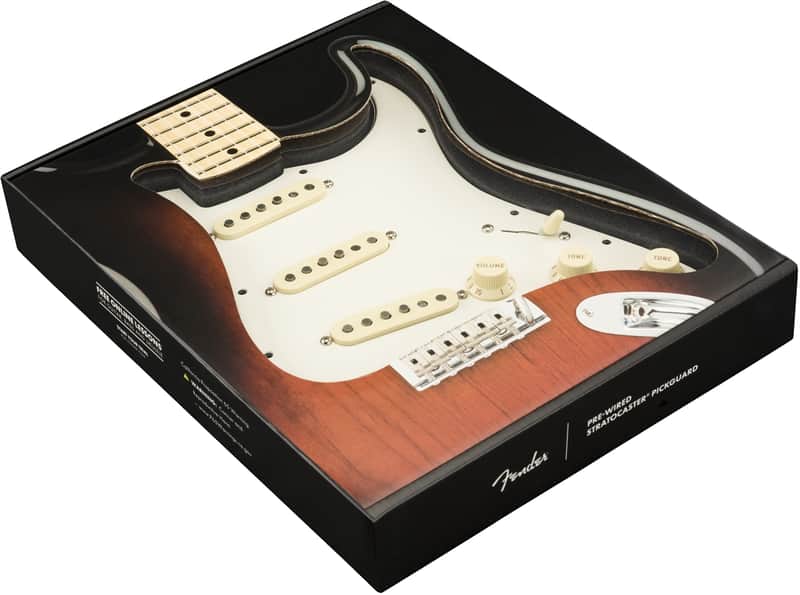Fender Pre-Wired Strat Pickguard, Tex Mex SSS, 11 Hole PG-Parchment image 1