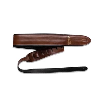 Heritage Guitars Premium Leather Guitar Strap - Brown image 3