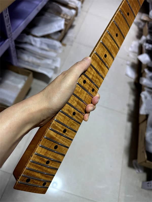 24Frets 7 String Electric Guitar Neck roasted flame maple 25.5inch Parts image 1