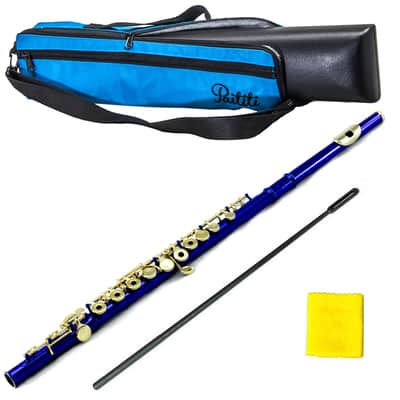 PAITITI Blue Plated Gold Key Open Hole C Flute, with Lightweight Case, Cover and More image 1