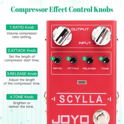 Joyo SCYLLA R-27 Bass Guitar Pedals Compressor Effect Pedal with Precise Compression Knobs Low Noise and High Dynamic Control Range (Price includes the import duty for US buyer) image 4