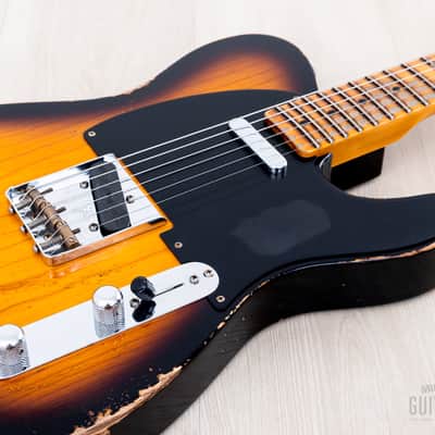 2023 Fender Custom Shop 1952 Telecaster Heavy Relic Big U Two-Tone Sunburst w/ Case, CoA image 6