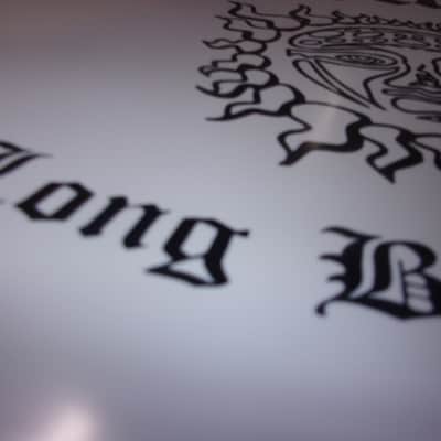Sublime 3 Decal band name logo black design on a White Big 16" Drum head has lot tiny air bubbles image 7