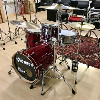 Xdrum Pro Stage Kit 3 Pc All Maple + Dixon Snare + Hardware + Cymbals - Red image 3